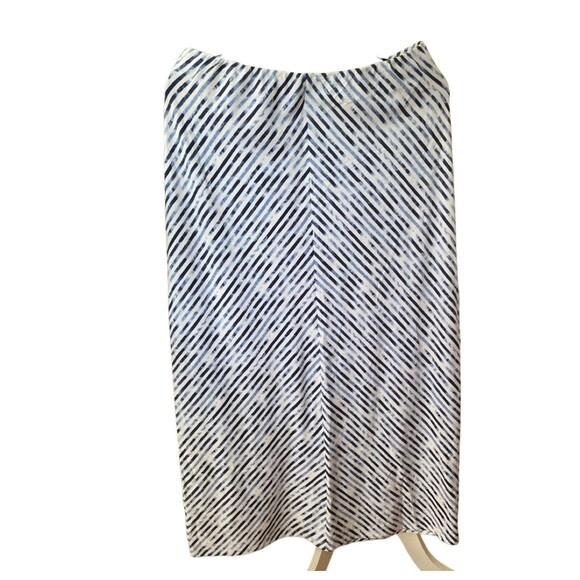 J Jill Asymmetric stripes stretchy knit white/blue multi Pull On Maxi skirt Sz S - Picture 2 of 8